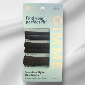 🌈4/$20 NIP Gimme Beauty Seamless Nylon Hair Bands Perfect Fit Bundle 5 pcs